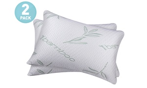 2 Pack Hypoallergenic Memory-Foam Bamboo-Blend Pillows