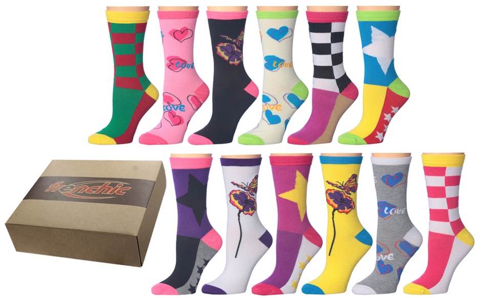 Frenchic Women's Statement Cotton Blend Crew Socks (12-Pairs)