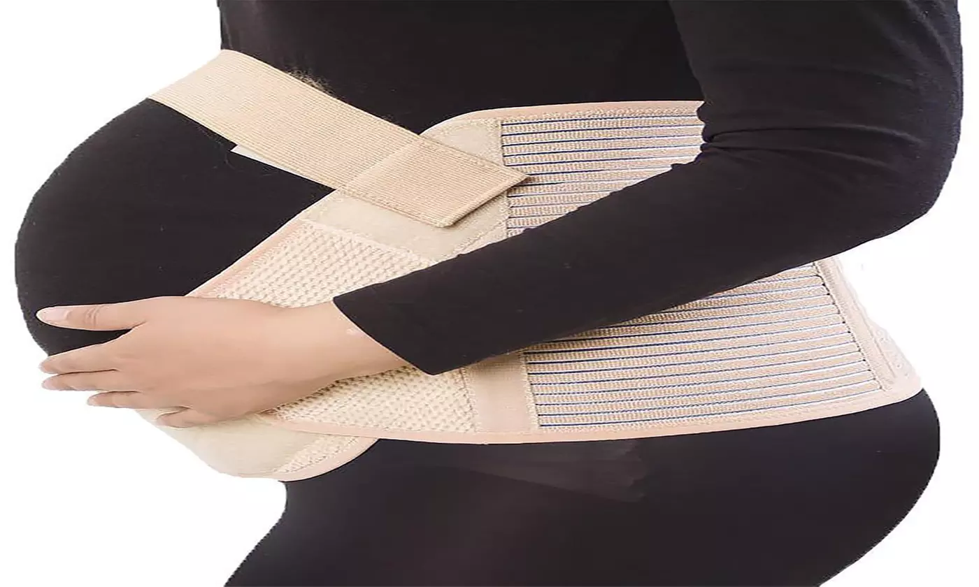 Maternity Pregnancy Support Belt Waist Back Band Brace Beige - Primary Image