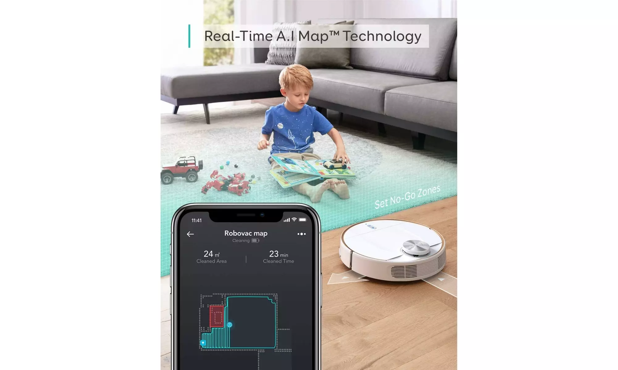 Eufy RoboVac L70 Hybrid iPath Laser 2 in 1 Vacuum and Mop WiFi 2200 PA - White