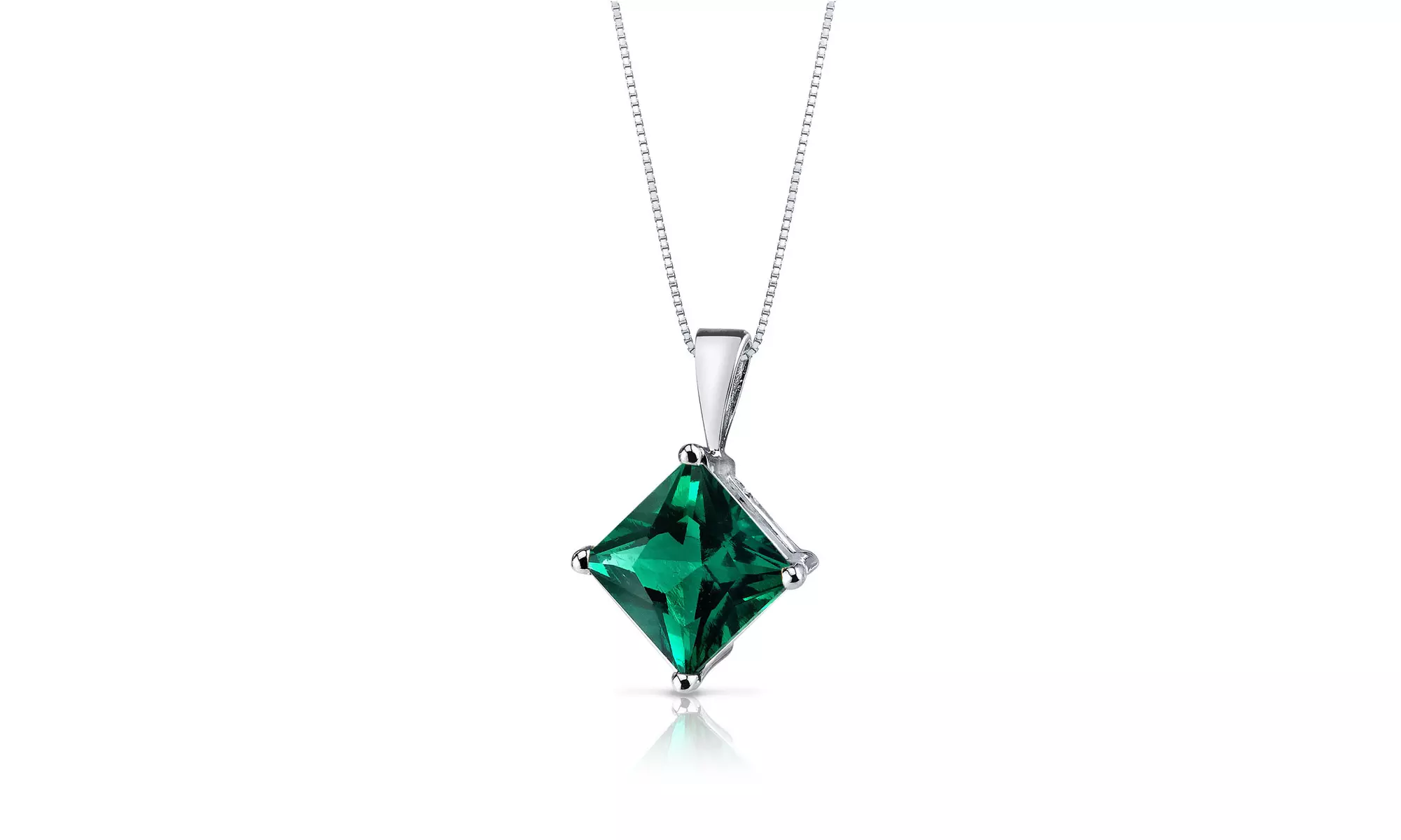 4 Cttw Princess Emerald 18 Inch Necklace In 24k Gold