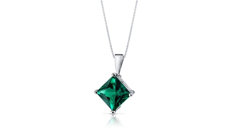 4 Cttw Princess Emerald 18 Inch Necklace In 24k Gold May 4 Ct Green 1 Pack Emerald Emerald Princess White Gold