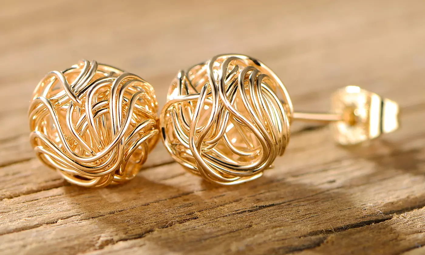 Barzel 18K Gold Love Knot Stud Earrings - Second Medium