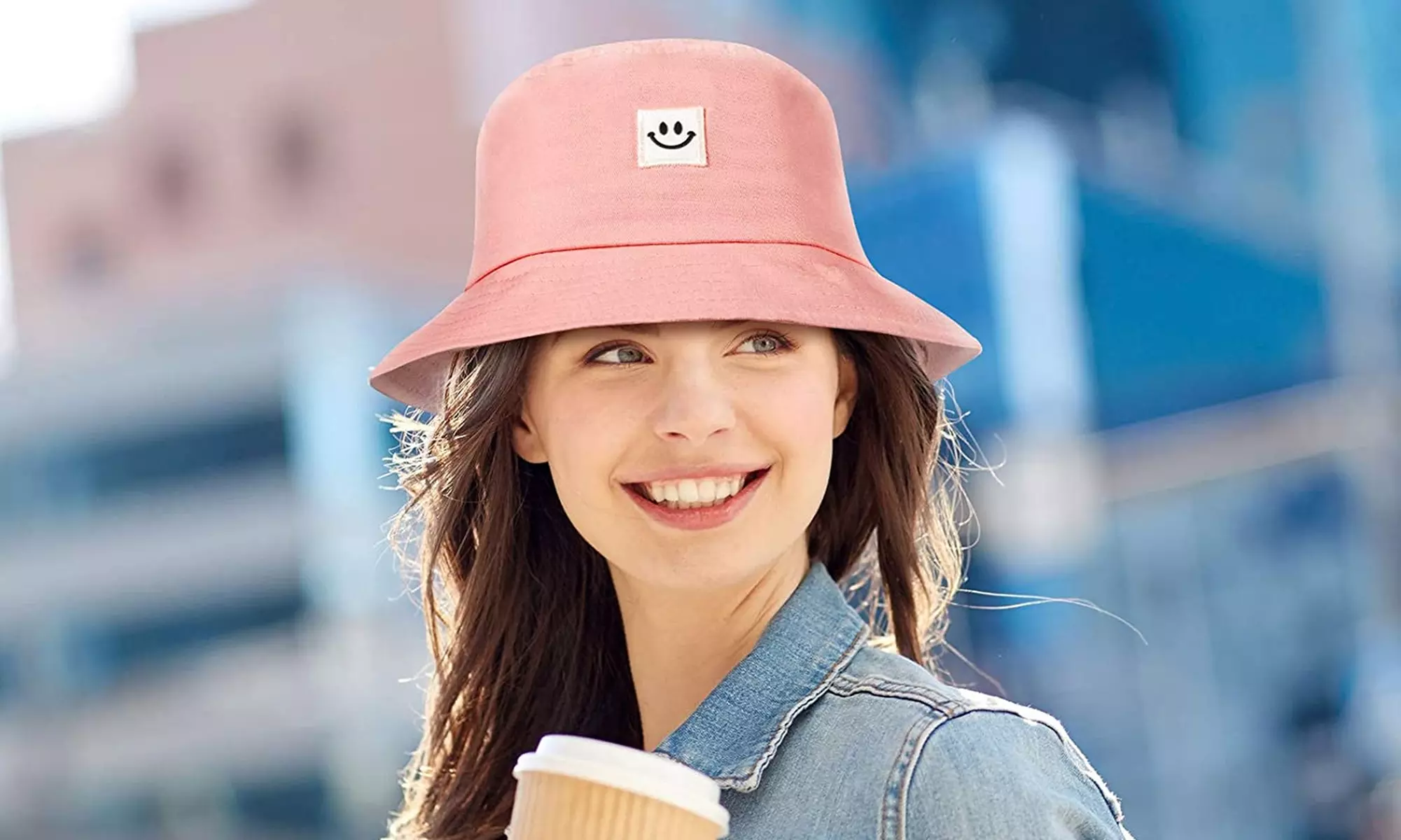 2 Pcs Smiling Face Bucket Hat Cute Bucket Cap Beach Sun Hat Summer Travel Hats - Primary Image