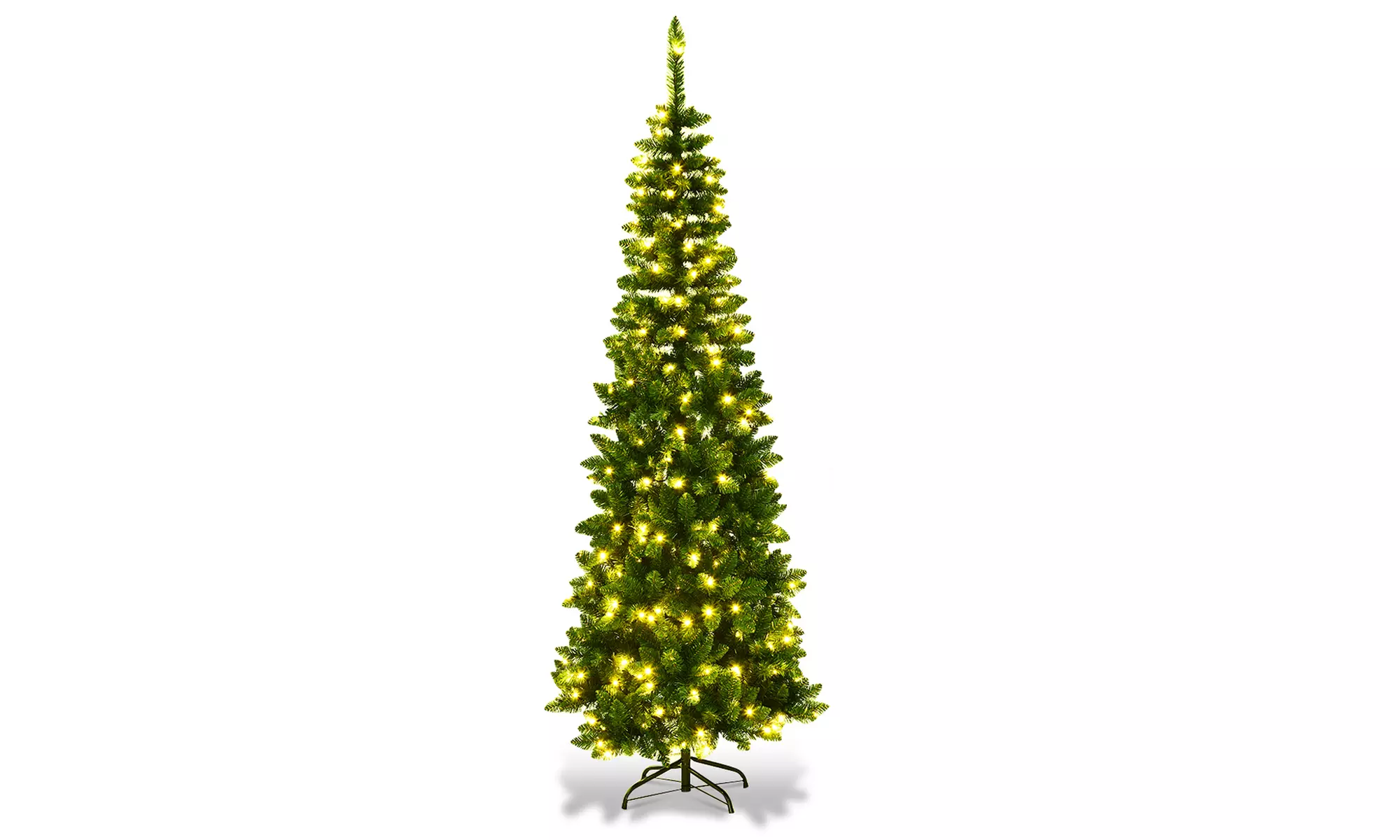 Costway 6.5ft Pre-Lit Hinged Artificial Pencil Christmas Tree with 250  Lights - Primary Image