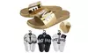 Womens Love Metallic Aqua Slides Sandals