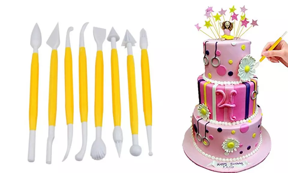   8pcs Fondant Cake Decorating Sugarcraft Paste Flower Modelling Tools - Primary Image