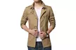 Men's Notched Collar Long Trench Wind Slim Fit Lightweight Parka Jackets Top - Second Medium