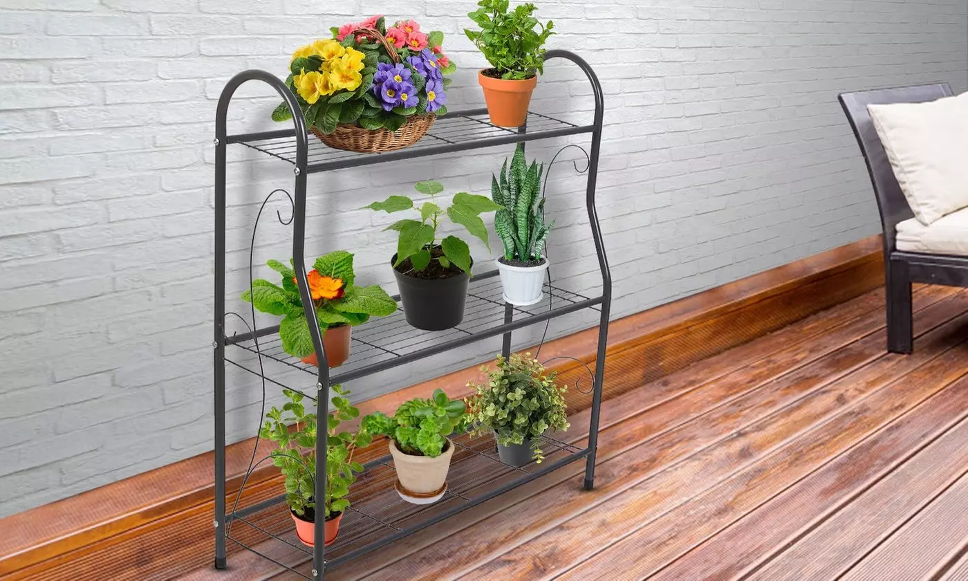 NewHome 3-Tier Metal Plant Stand Shelf Flower Pot Display Rack Holder