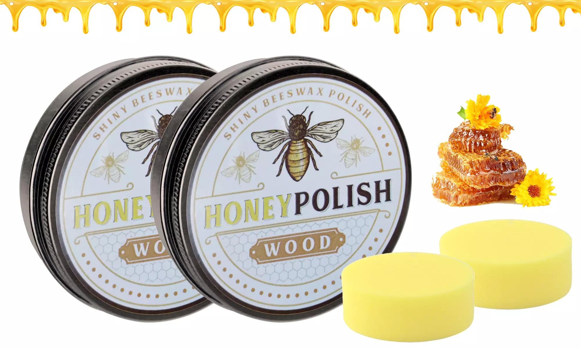 Beeswax Furniture Polish Wood Seasoning Beeswax with Sponge for Home Furniture - Second Medium
