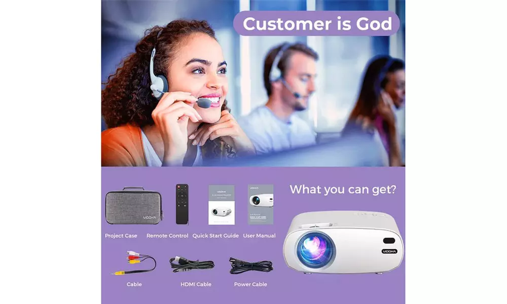 Native 1080P Mini Projector with WiFi and Bluetooth, Upgrade 9200L HD - Second Medium