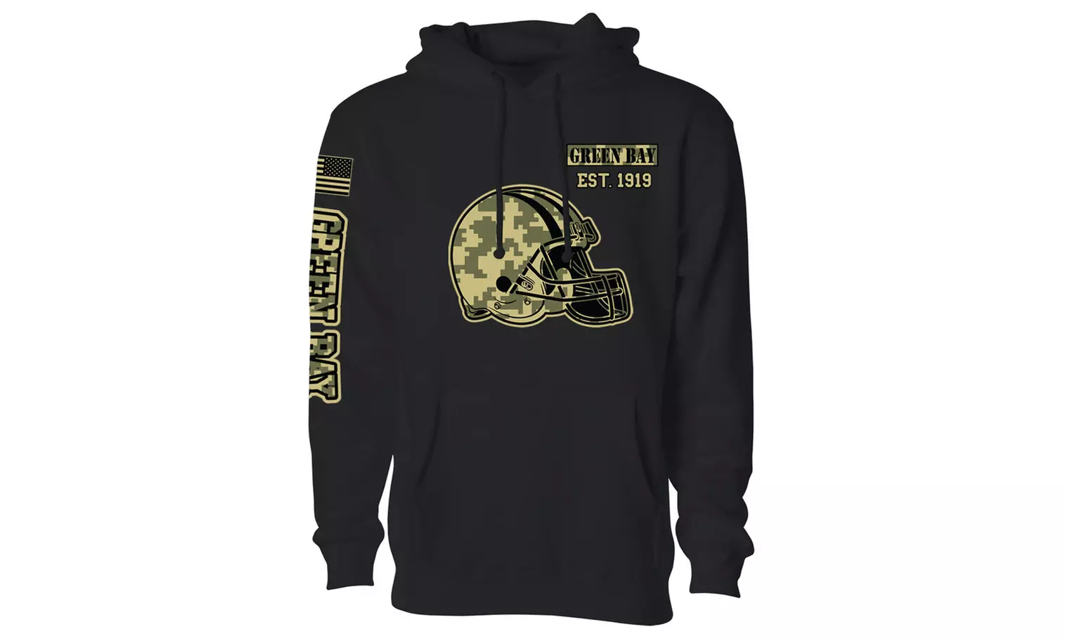 Men Ultimate Camo Football Black Pull Over Hoodie (S-2XL)