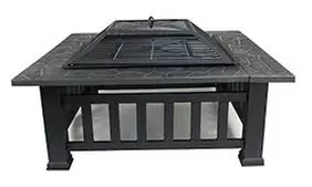 ZENY Fire Pit 32" Outdoor Square Metal Firepit Backyard Patio w/cover - Primary Image