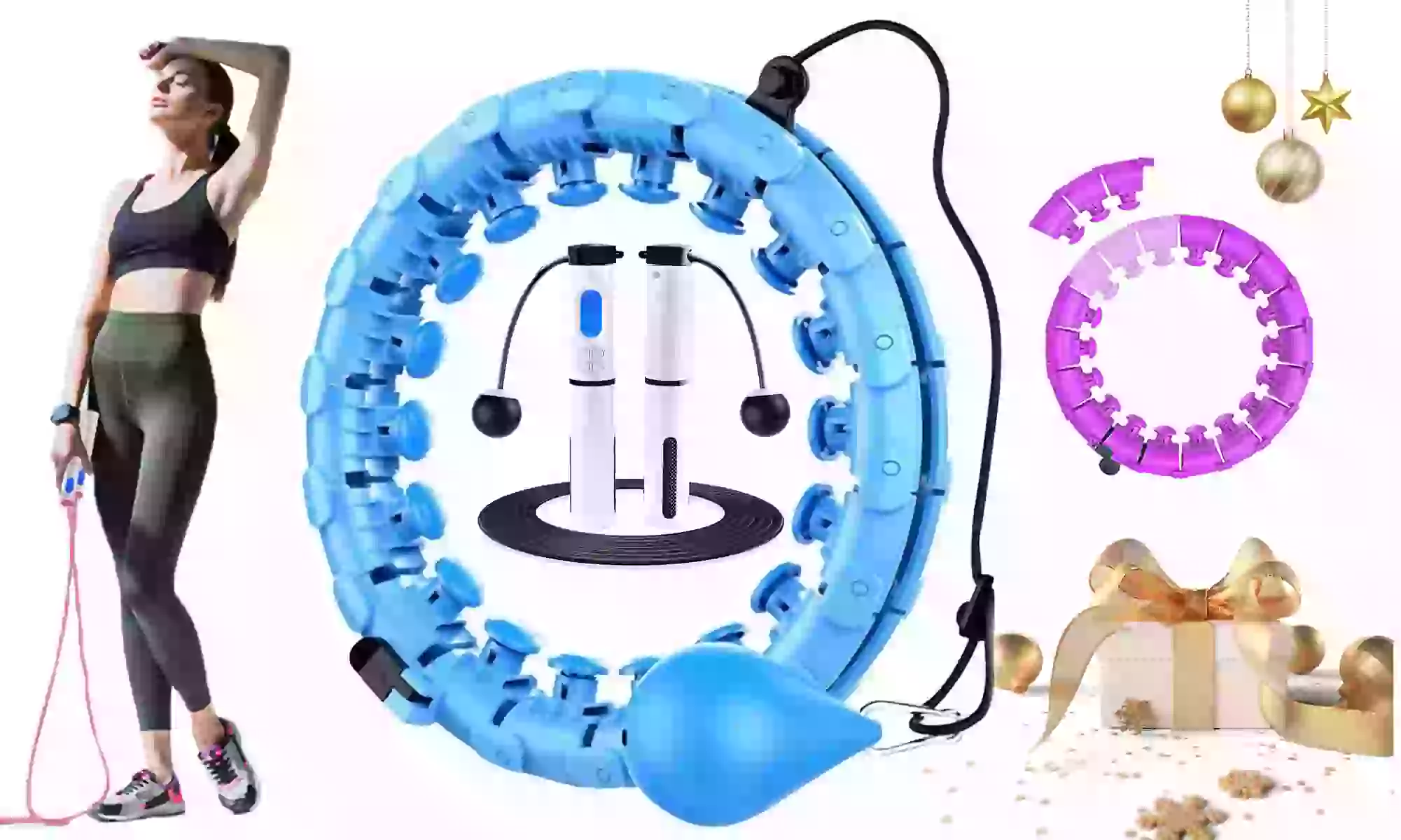 Smart Hula Exercise Hoop Adjustable Skipping Rope with Calorie Counter Xmas Gift - Primary Image