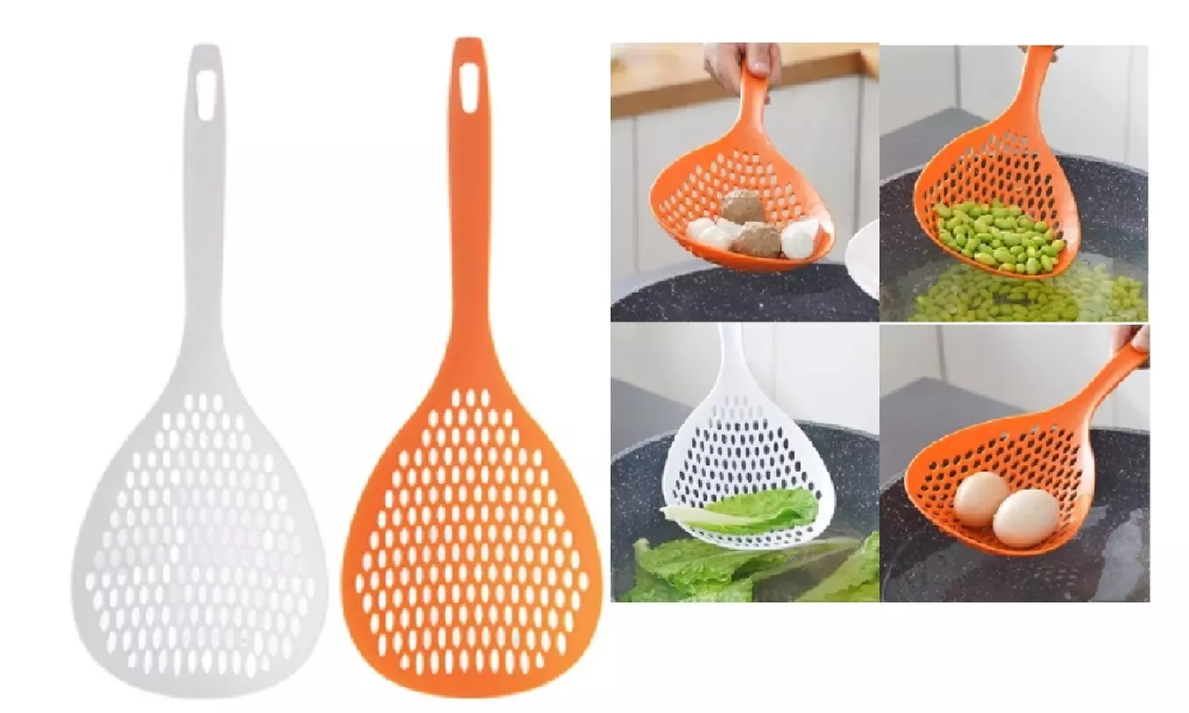 Scoop Colander Kitchen Strainer Scoop Food Drain Shovel Strainer Spoon w Handle - Primary Image