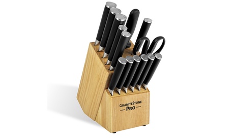 GraniteStone Nutriblade Pro 14-Piece Stainless Steel Premium Knife Block Set Black