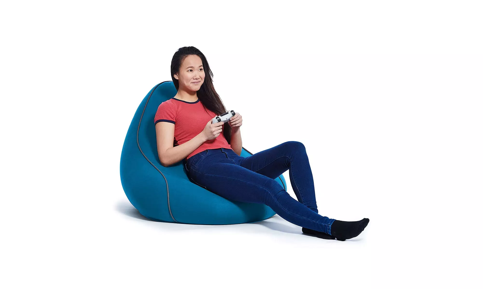 Yogibo Lounger Bean Bag w/ Raised Back, Removable and Washable Cover - TURQUOISE - Primary Image