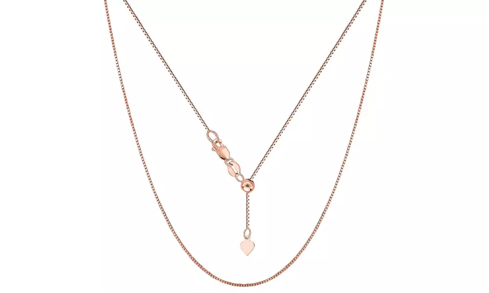 Italian Made Sterling Silver 16"-24" Adjustable Box chain  - Second Medium