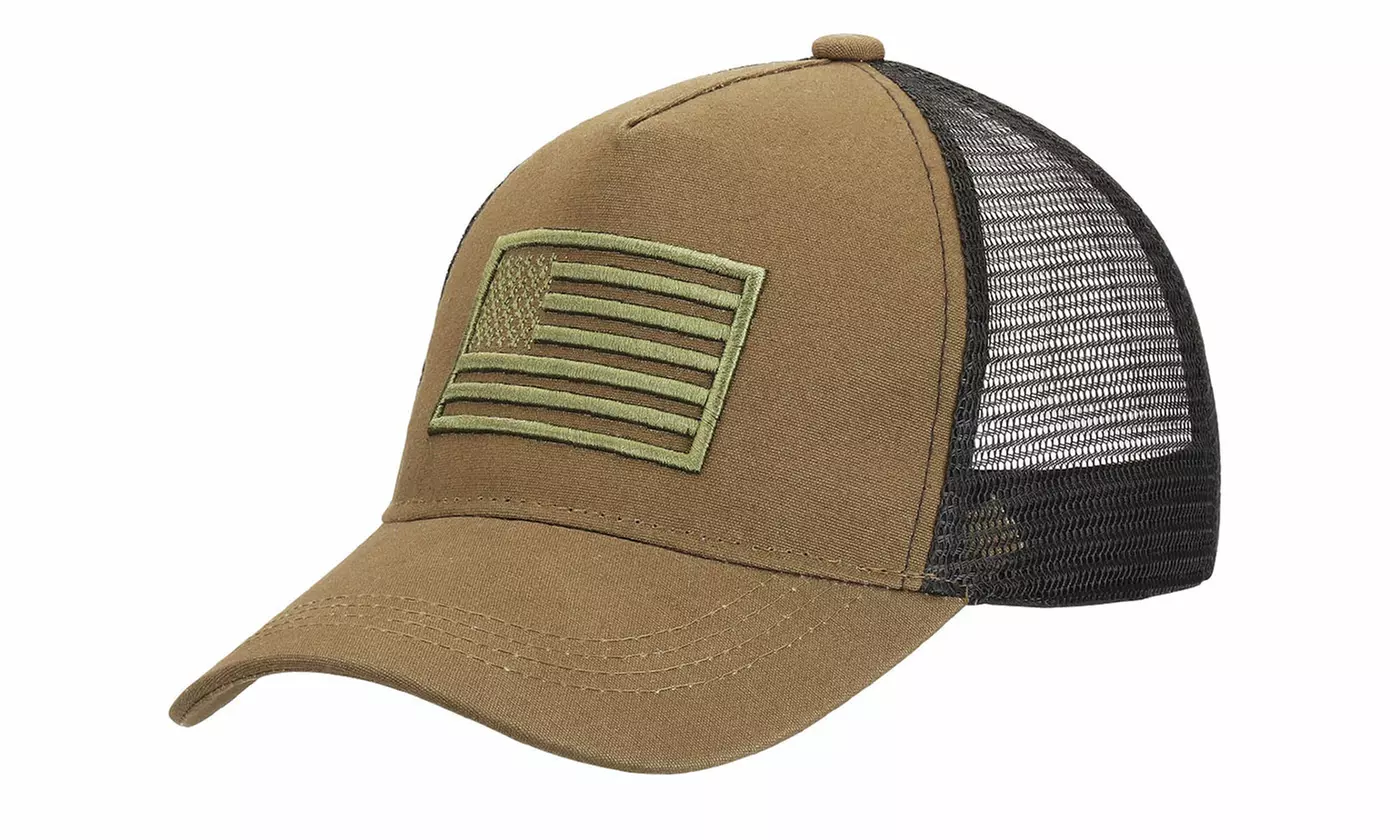 3D Embossed Logo American Flag Baseball Cap Trucker Hat