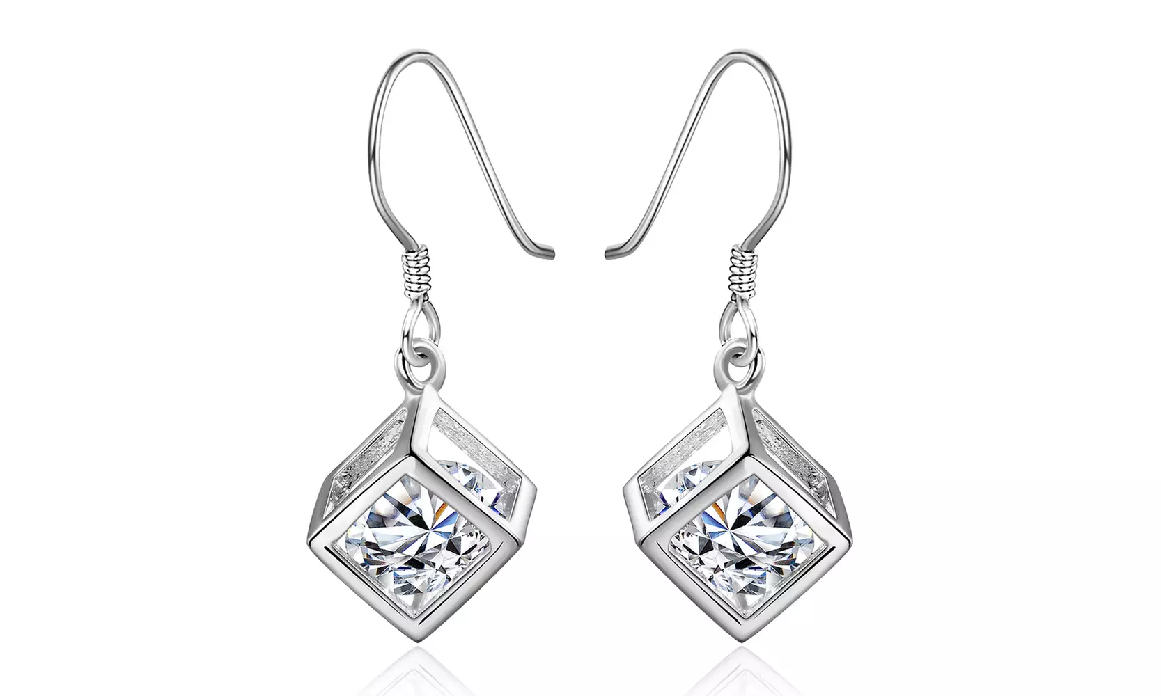 Silver Rubix Cube Drop Earrings - Primary Image