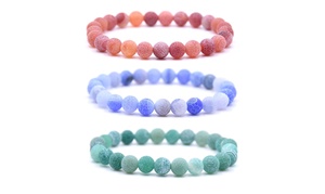 8MM Handmade Natural Stone Soothing Beaded Stretch Bracelet 