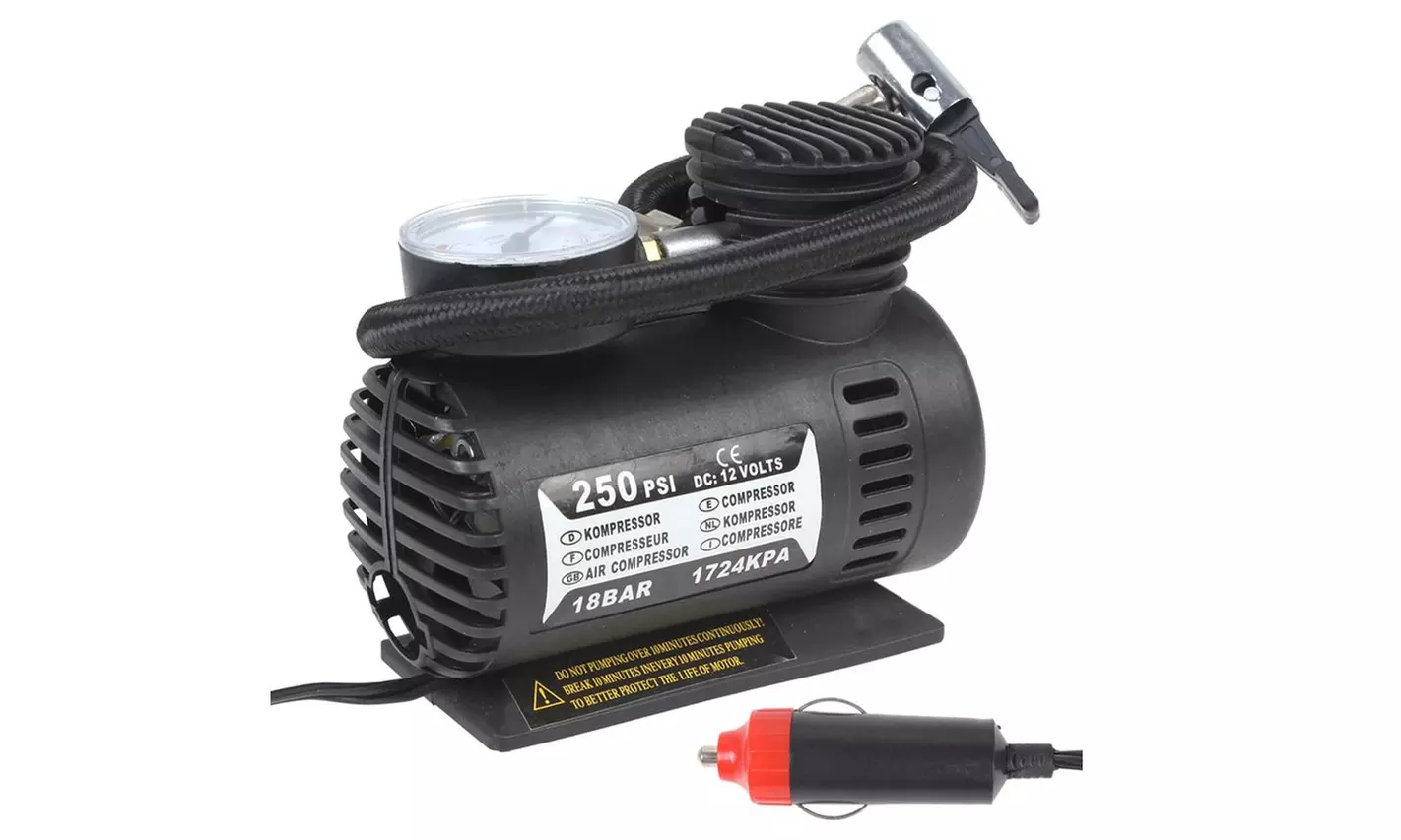 High Quality Portable Air Compressor Car Auto Pump Tire Inflator 250 PSI DC 12V - Primary Image