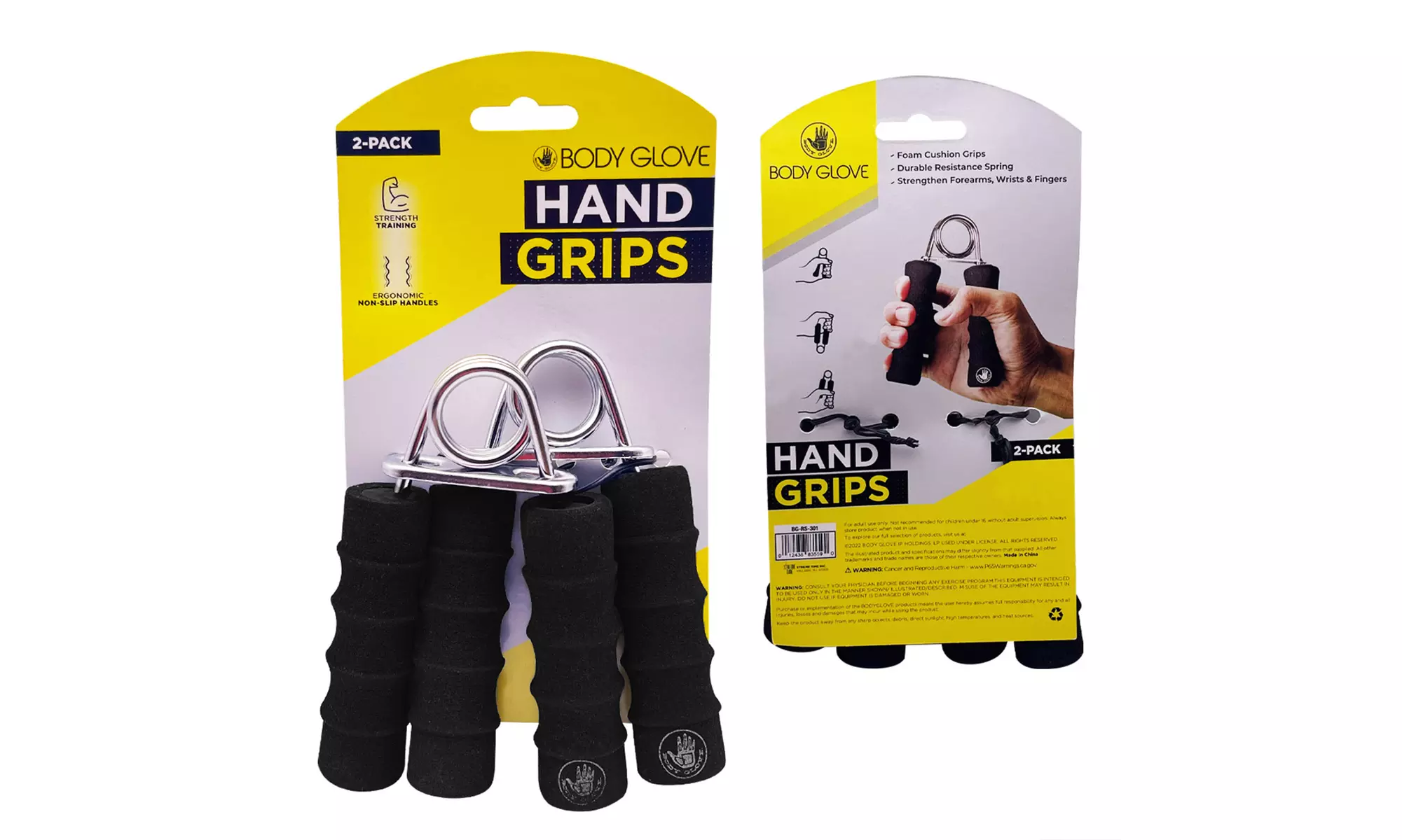 Body Glove 2-pack Foam Hand Grippers Grip Forearm Heavy Strength 