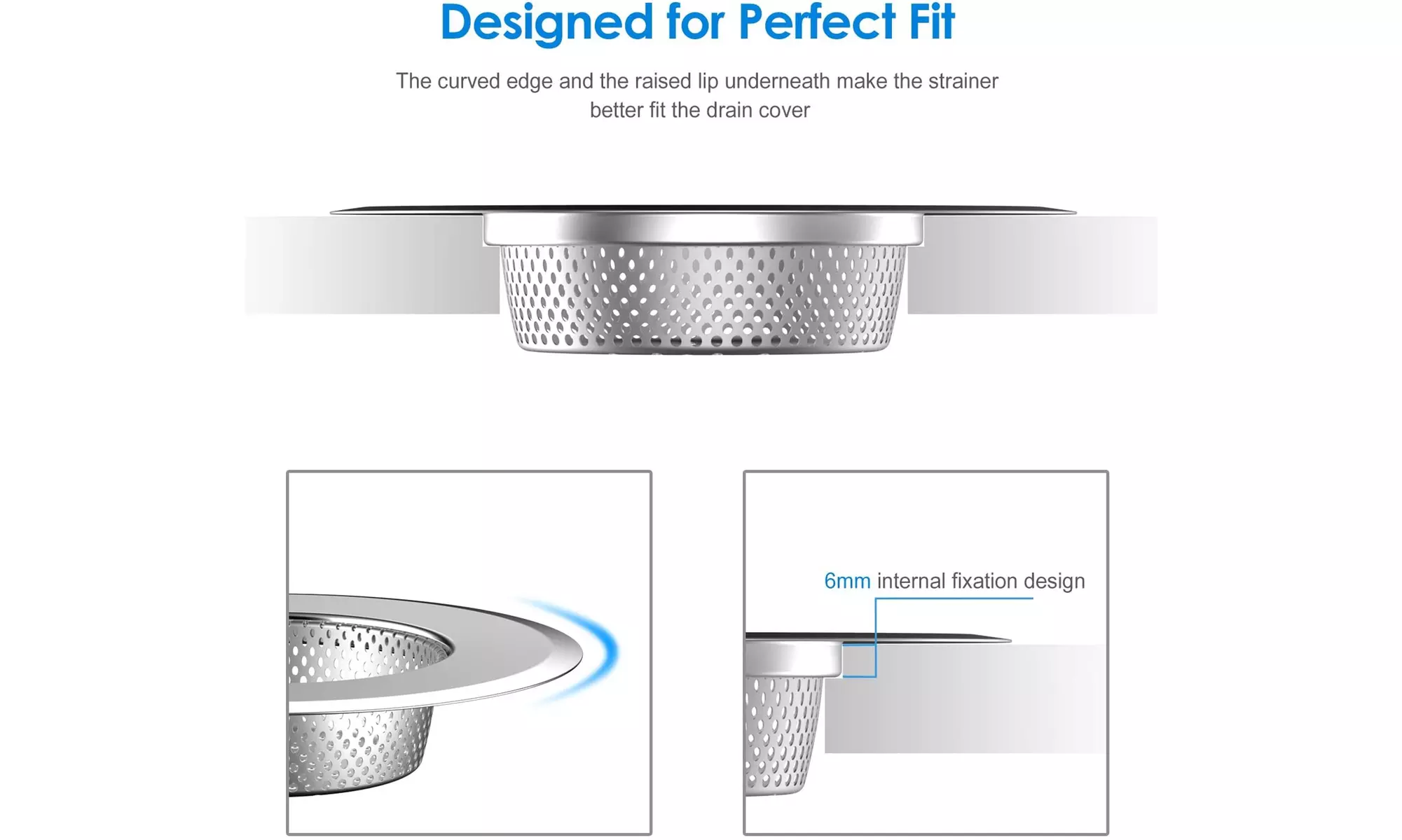 Helect 3-Pack Kitchen Sink Strainer Stainless Steel Drain Filter Strainer 4.5"
