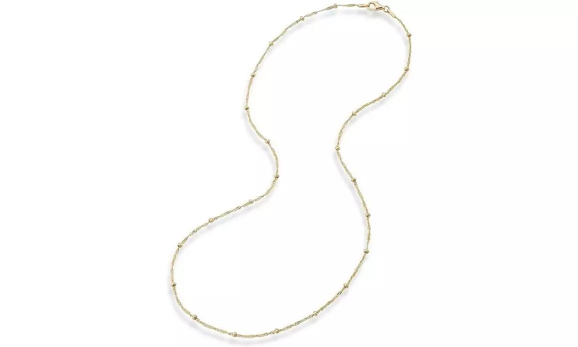 925 Sterling Silver Diamond Cut 1MM Singapore Beaded Chain Necklace 20" Inch