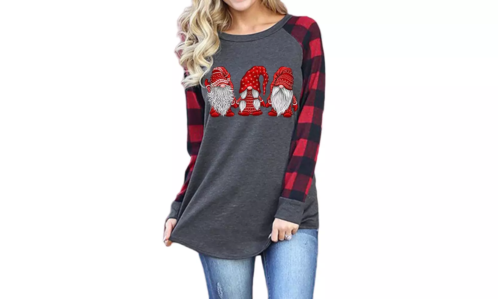 Women's Cute Christmas Plaid Tunic also in Plus Size