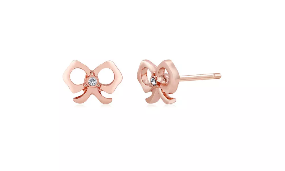 Cubic Zirconia Bow Stud Earrings - Second Medium