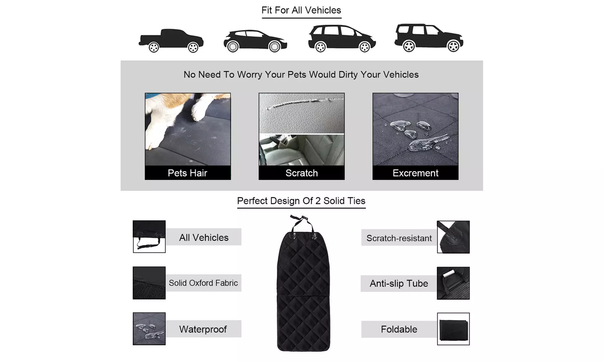 Goplus Waterproof Pet Car Seat Cover Hammock Nonslip Rubber Backing Trucks SUVs