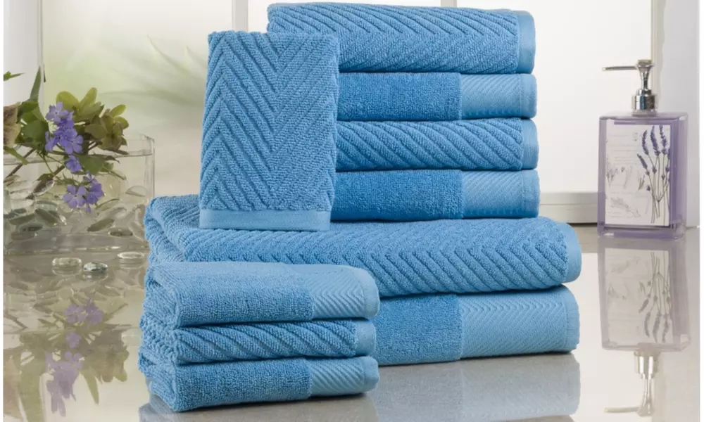Elegance Spa 100% Cotton 600 GSM Jacquard Towel Set (10-Piece) - Second Medium
