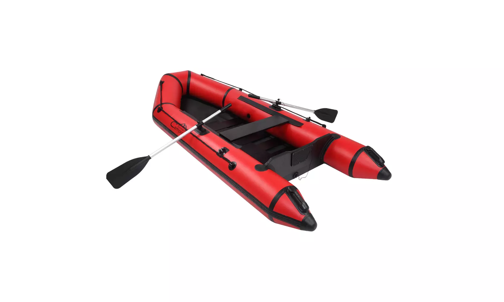 7.5ft Inflatable Boat, 3 Separate Air Chambers Dinghy Boat Kit, Red/Black - Primary Image