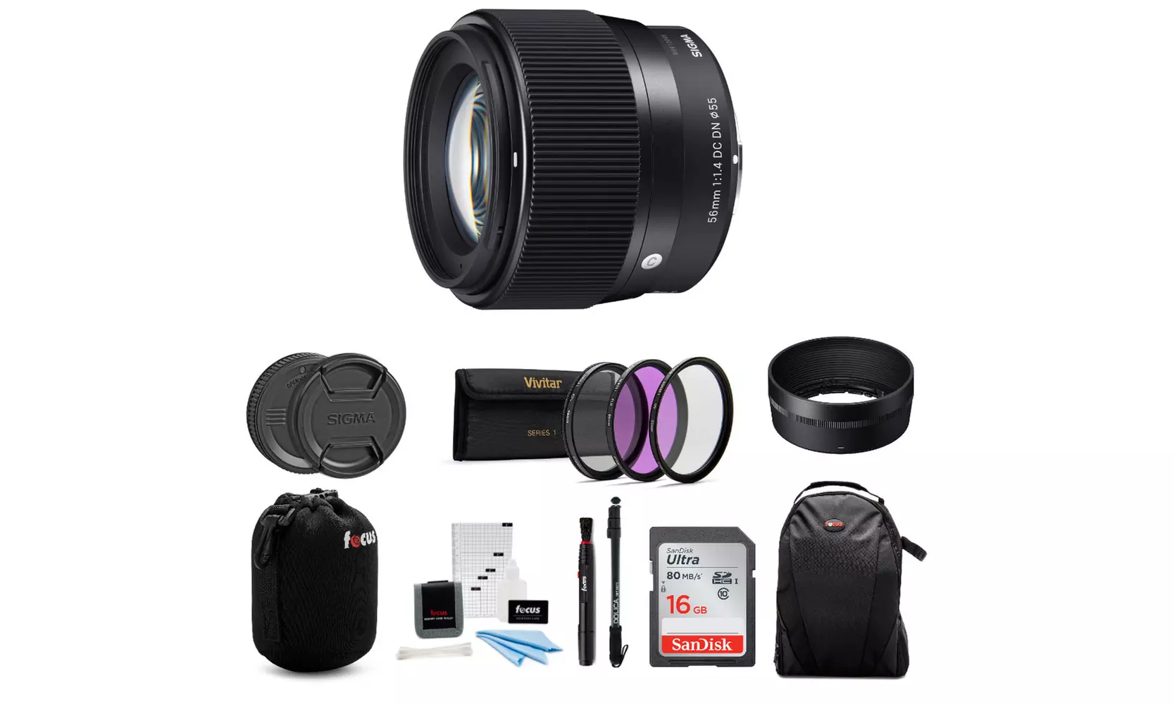 Sigma 56mm f/1.4 DC DN Contemporary Lens for Sony E with 16GB Travel Bundle - Primary Image