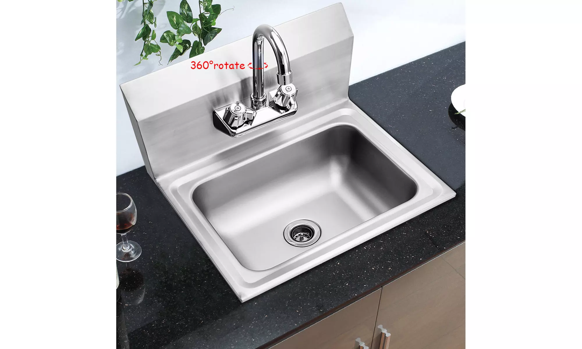 Stainless Steel Hand Wash Sink Washing Wall Mount Commercial Kitchen Heavy Duty
