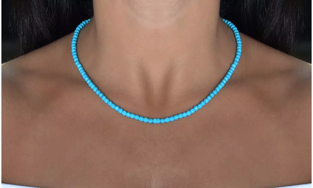Genuine Turquoise Bead Adjustable Necklace by Gemma Luna - Primary Image