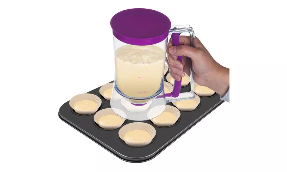 Pancake Batter Dispenser with Measuring Label- No Drip Dispenser by Chef Buddy - Primary Image