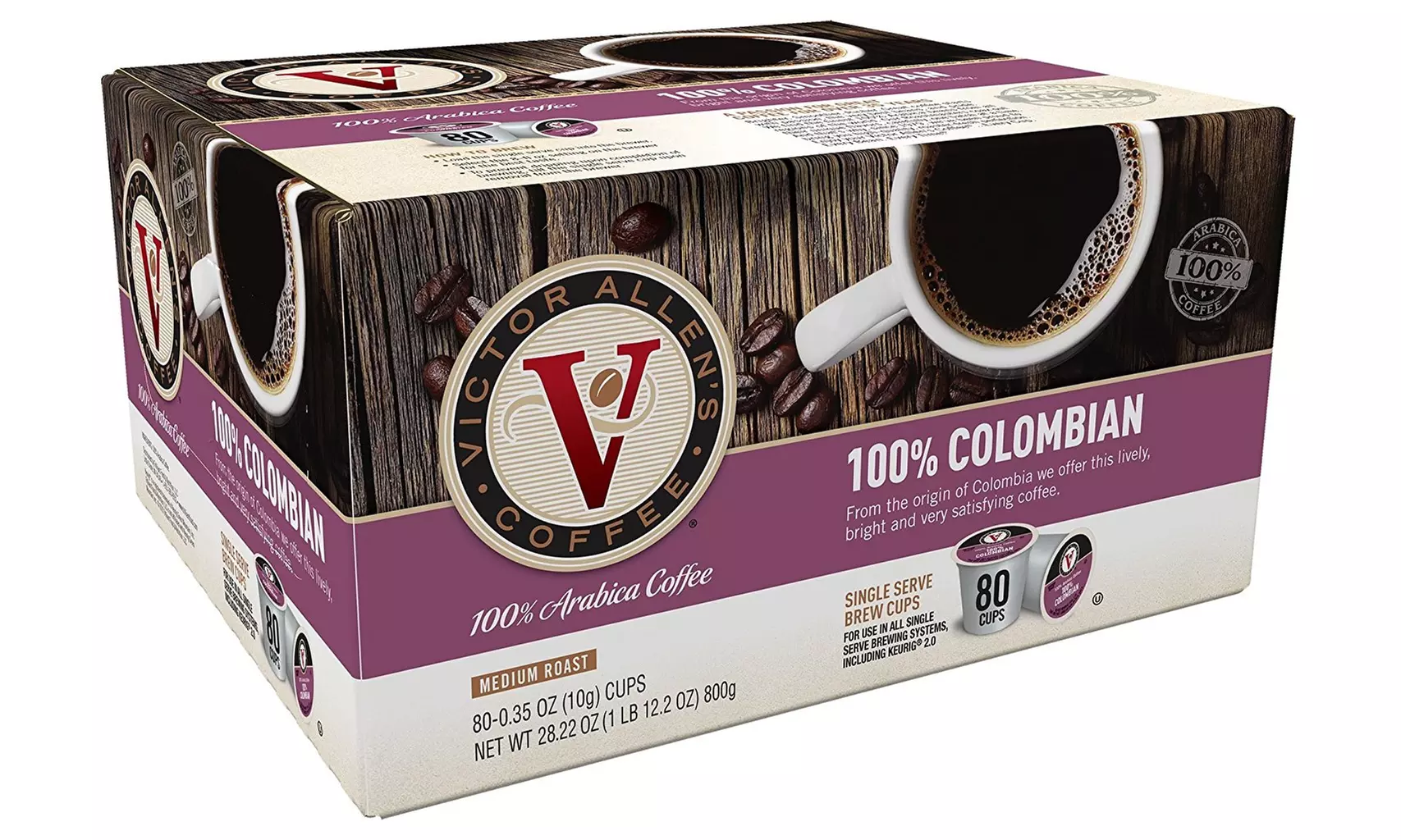 Victor Allen Coffee, 100% Colombian Single Serve K-cup, 80 Count - Primary Image