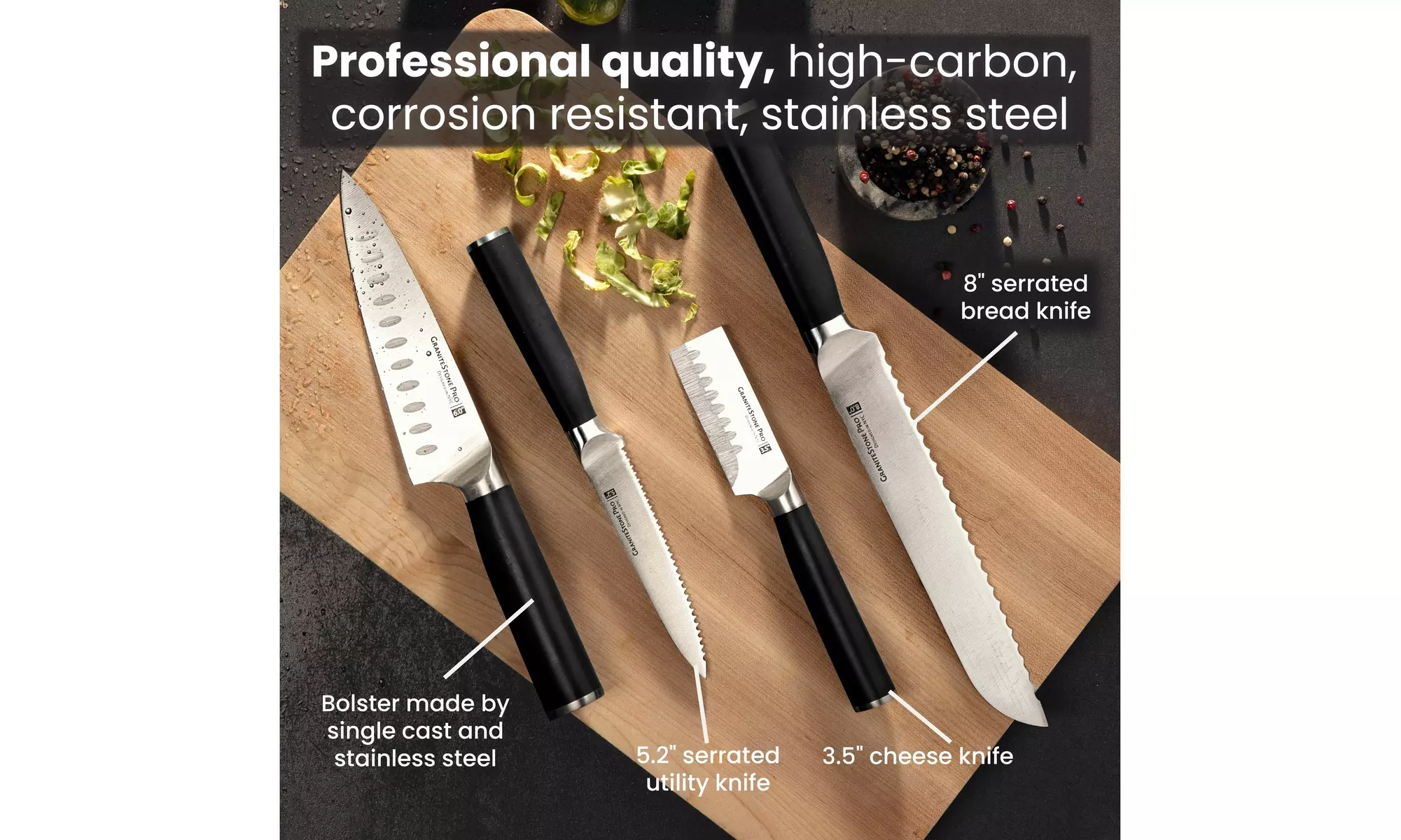 GraniteStone Nutriblade Pro 14-Piece Stainless Steel Premium Knife Block Set