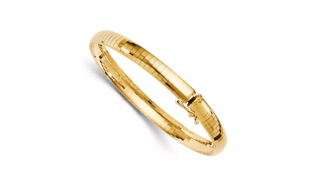 Italian 14k Gold 6mm Domed Omega Chain Bracelet- 7 inches - Primary Image