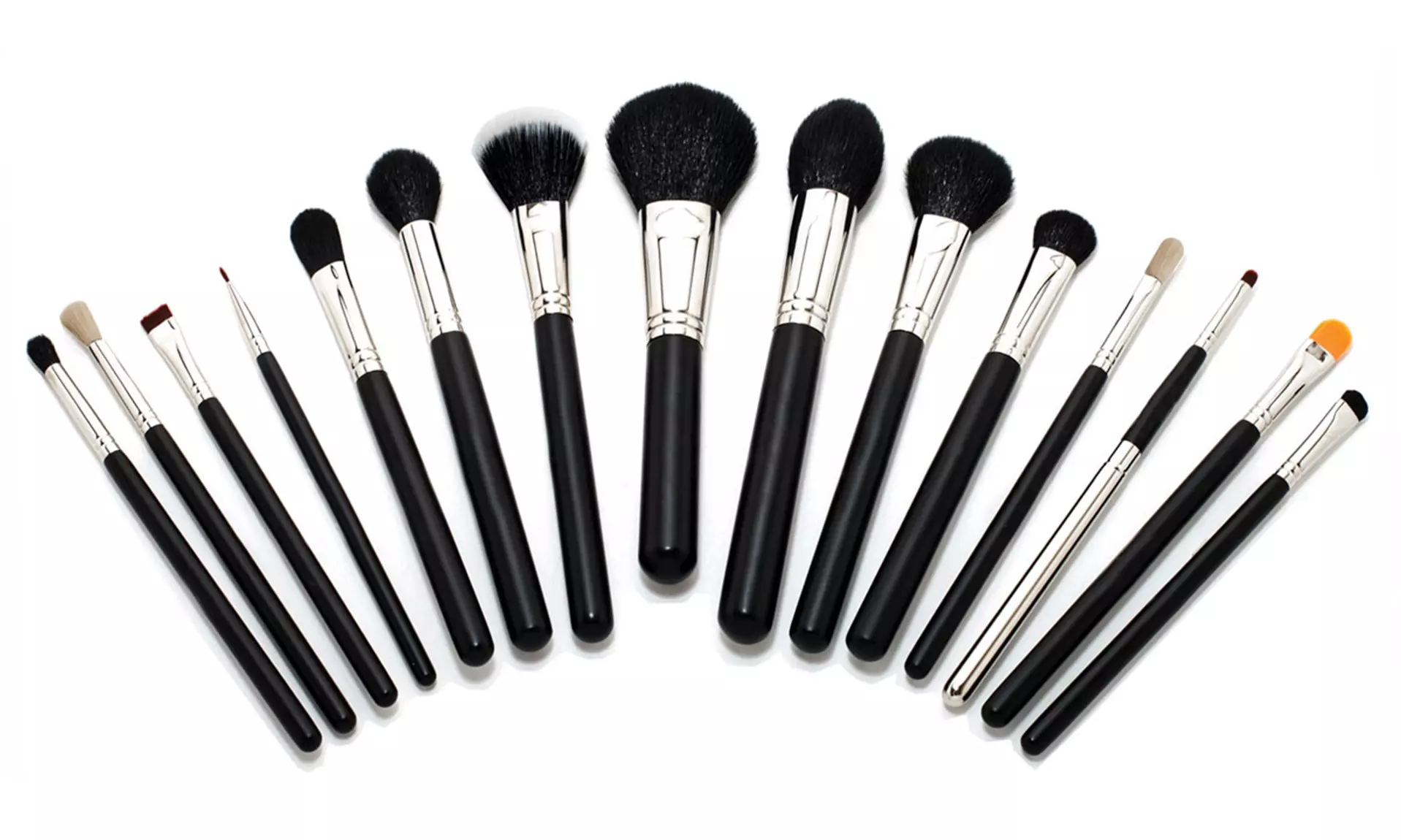 Elite Alayna Black and Silver Makeup Brushes Set - 15 Piece - Second Medium
