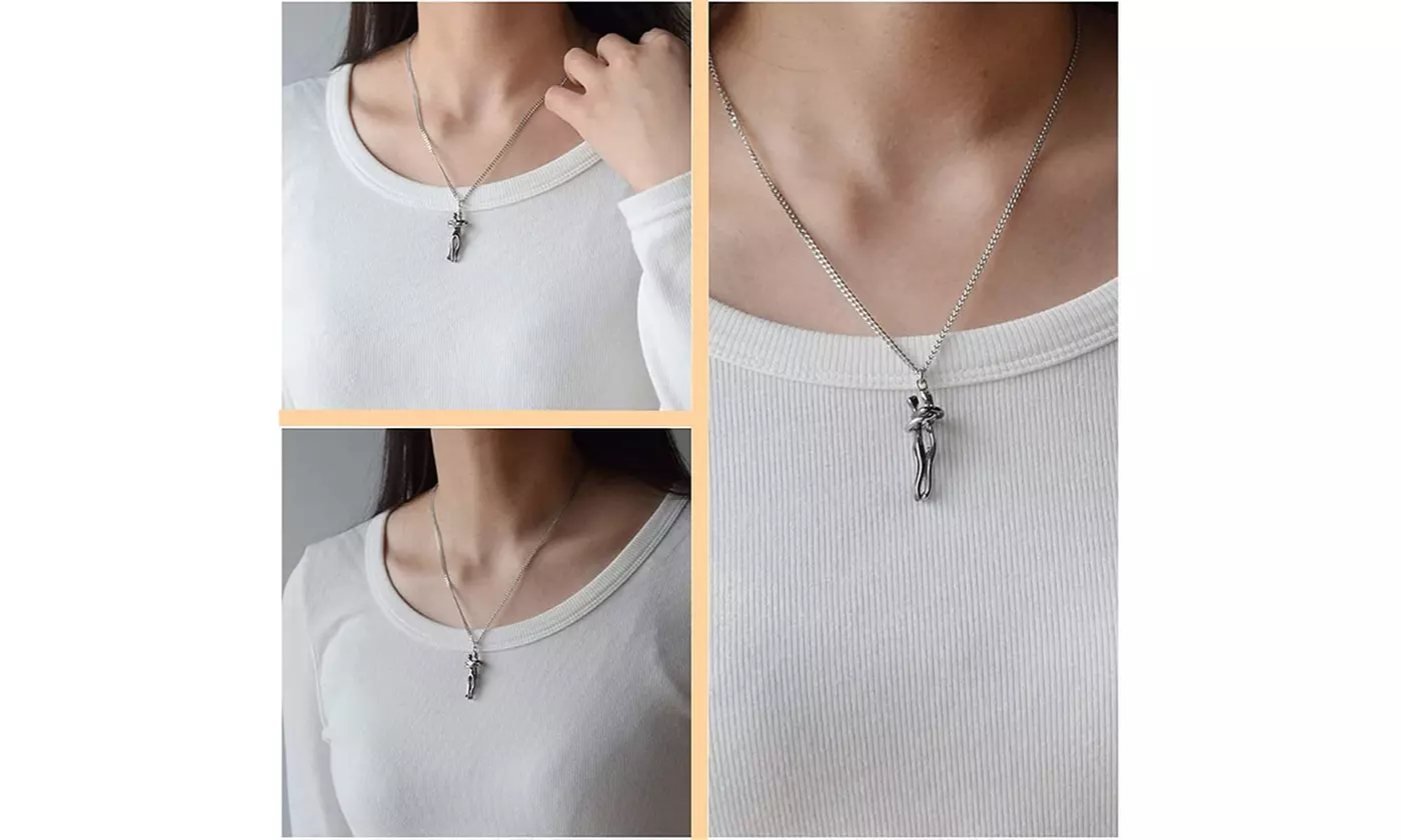 Two Lovers Affectionate Hug Necklace for Couples