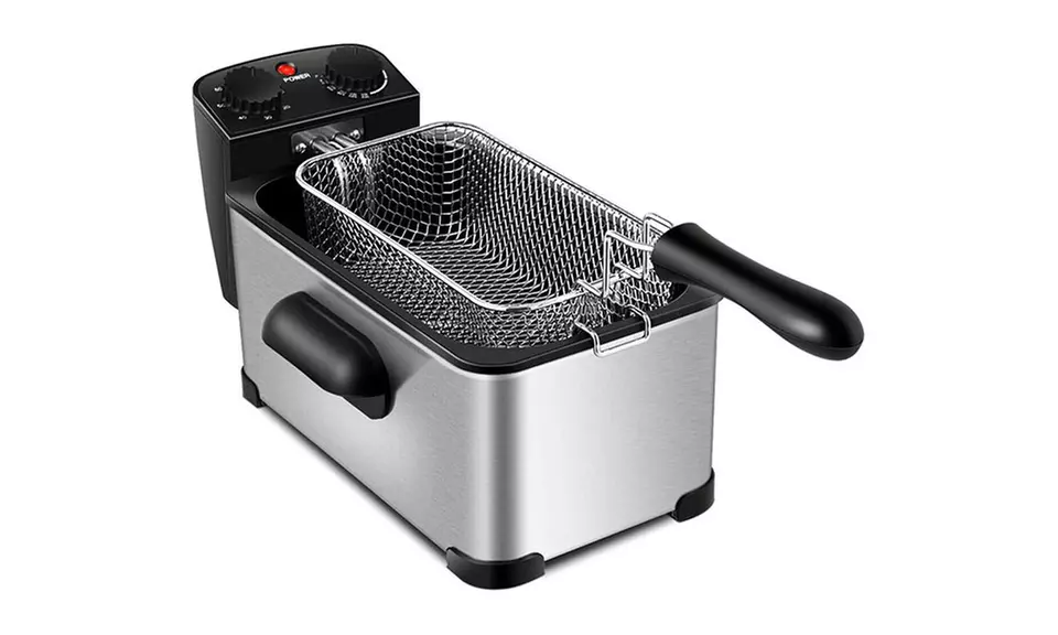 Deep Fryer, 1700W Electric Stainless Steel Deep Fryer -3.2qt Oil Container & Lid - Second Medium