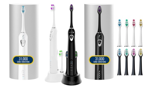 Sonic Edge Extended Charge Toothbrush With 4 Heads White