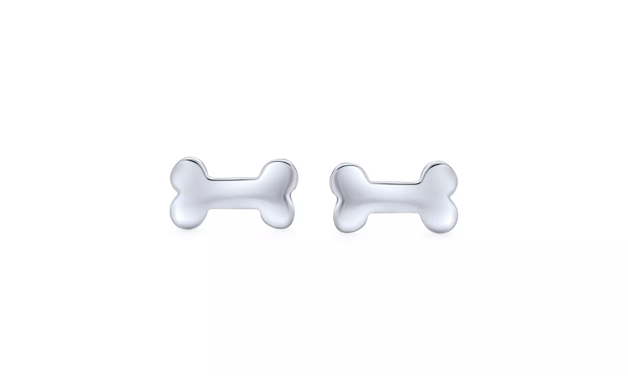 Bling Jewelry 925 Silver Petite Puppy Dog Bone Kids Stud Earrings - Second Medium