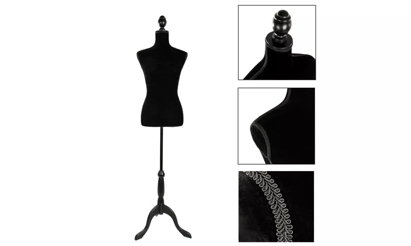 Female Mannequin Torso Clothing Clothes Dress Form Display & Black Tripod Stand - Primary Image