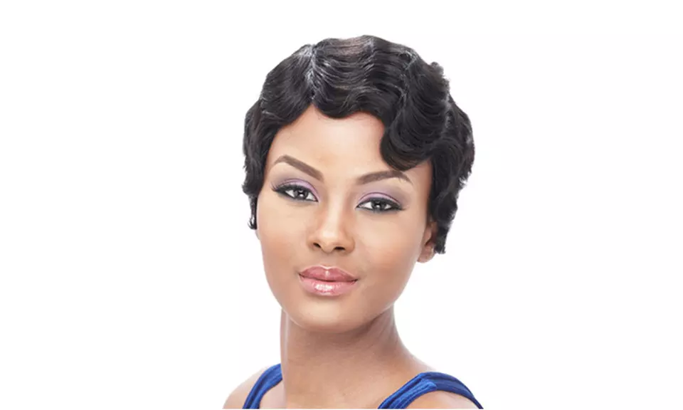 L-part Swiss Lace Front Finger Wave Wig - Primary Image