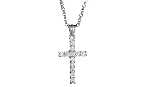 Sterling silver swarovski discount crystal cross necklace