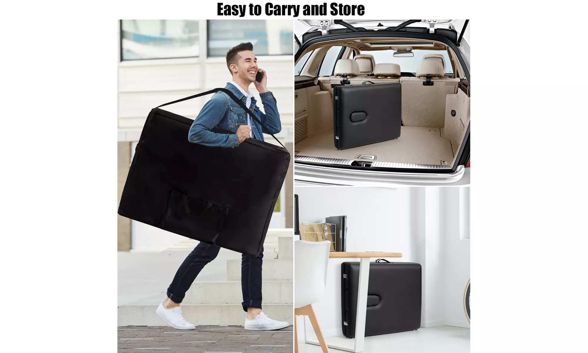 84" Portable Massage Table Adjustable Spa Bed with Carry Case